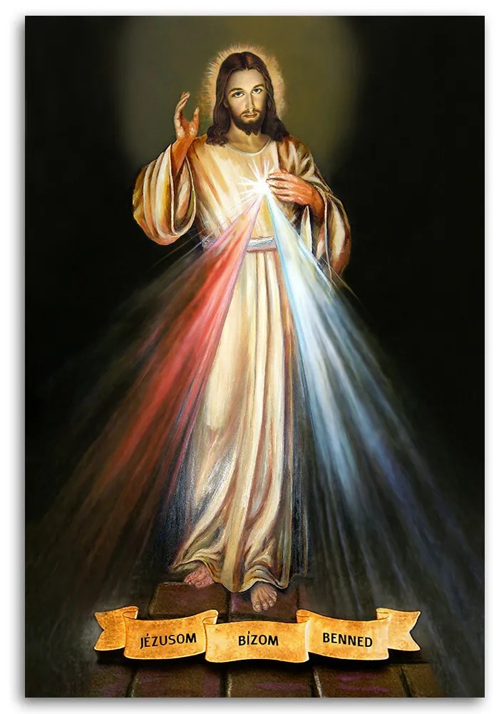 Gario Kép Isteni irgalmasság "Jézusom, bízom benned" Méret: 80 x 120 cm, Kivitelezés: Panelkép