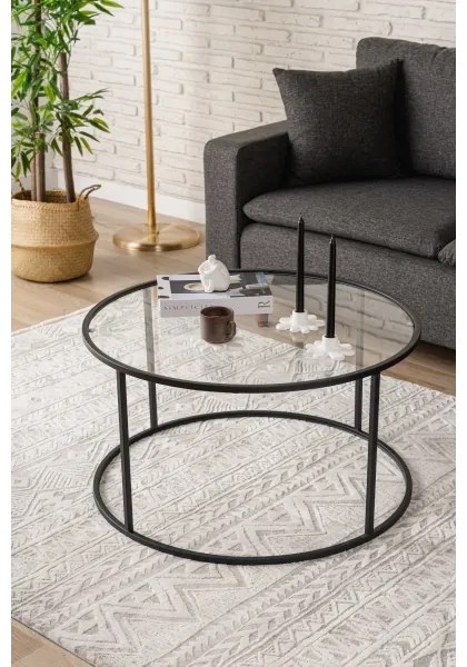 Kávésasztal BERLIN 45x80 cm fekete/átlátszó