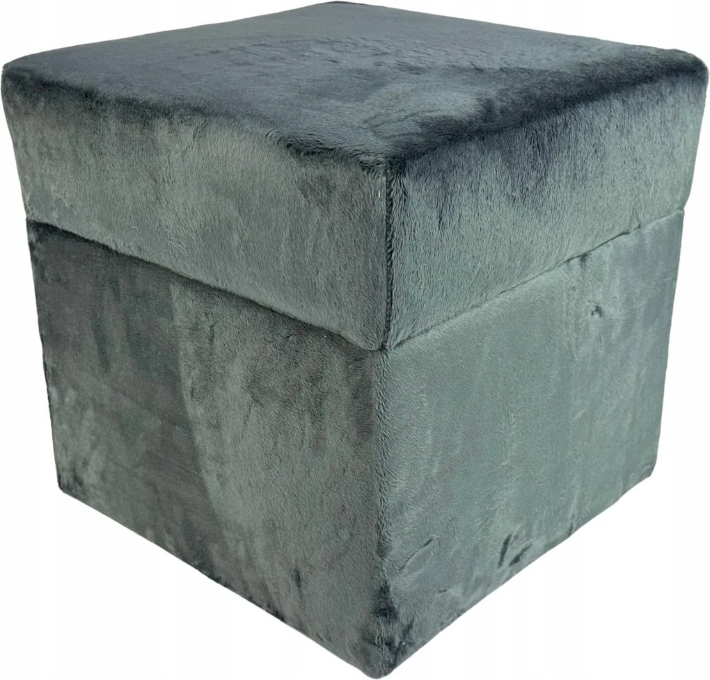 Négyzet alakú nyitható puff velvet minky szín sötétszürke