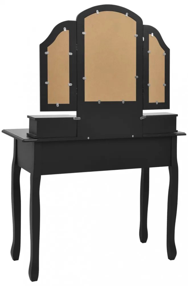 fekete császárfa fésülködőasztal-szett ülőkével 100x40x146 cm