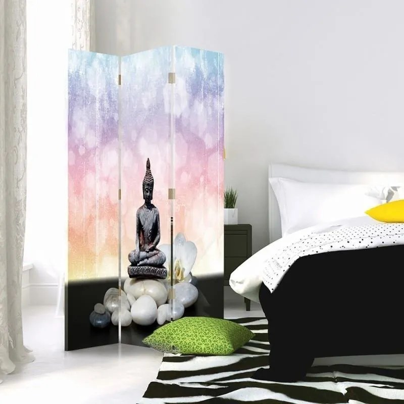 Gario Paraván Buddha figura és kövek Méret: 110 x 170 cm, Kivitelezés: Klasszikus paraván