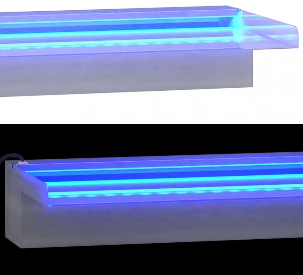 rozsdamentes acél vízeséskifolyó RGB LED-ekkel 45 cm