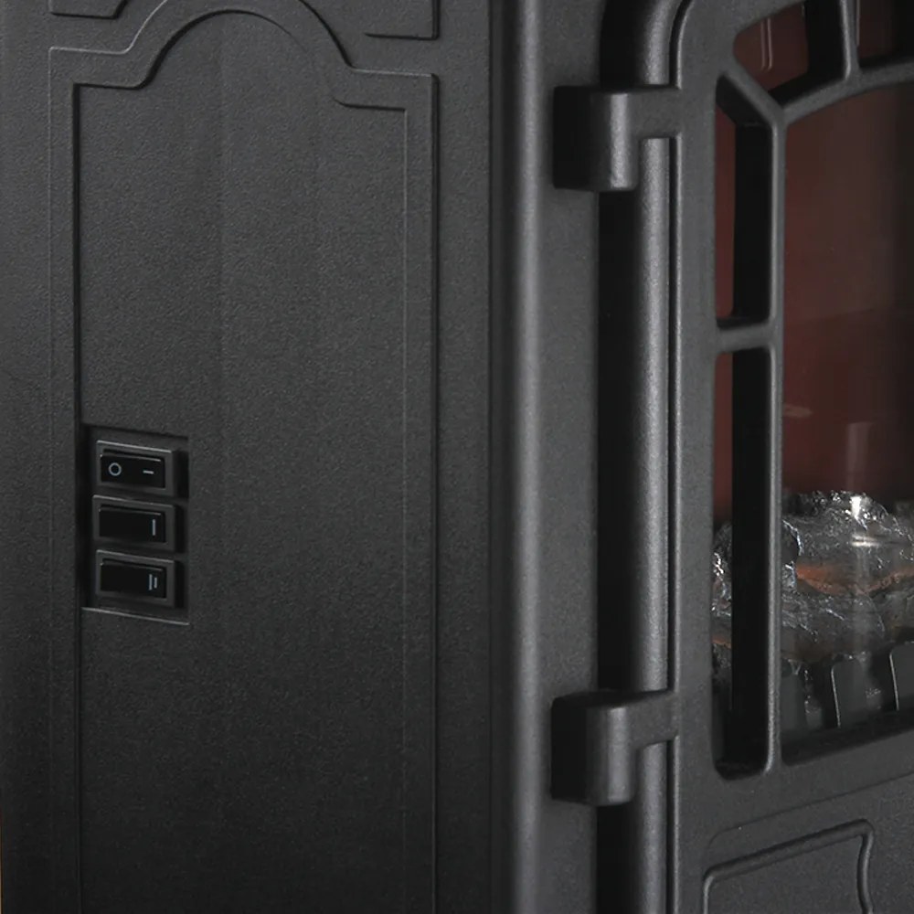 monzana® Elektromos kandalló ventilátoros fűtéssel és lánghatással 2000W Fekete