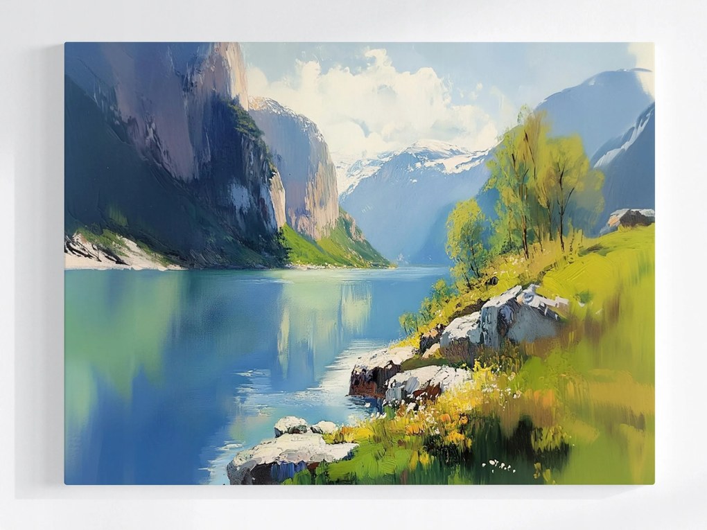 Poszter Skandinávia Norvégia Fjord Hegyek Tó 80x60