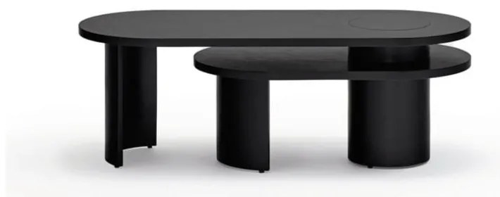 Fekete dohányzóasztal kőrisfa dekorral 120x50 cm Nori - Teulat