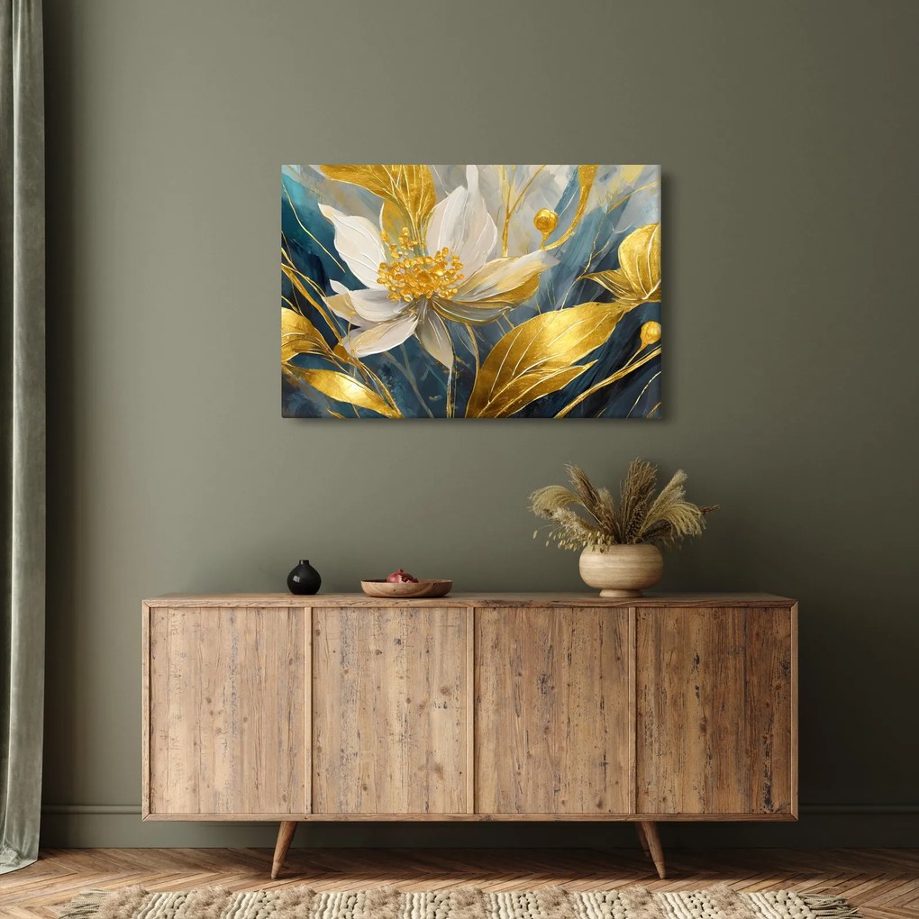 Kép - Festmény arany virágok (90x60 cm)