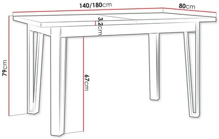 Széthúzható étkezőasztal Elarna 80 x 140 180 III (artisan tölgy + fekete) (4-8 fő részére). 1105376