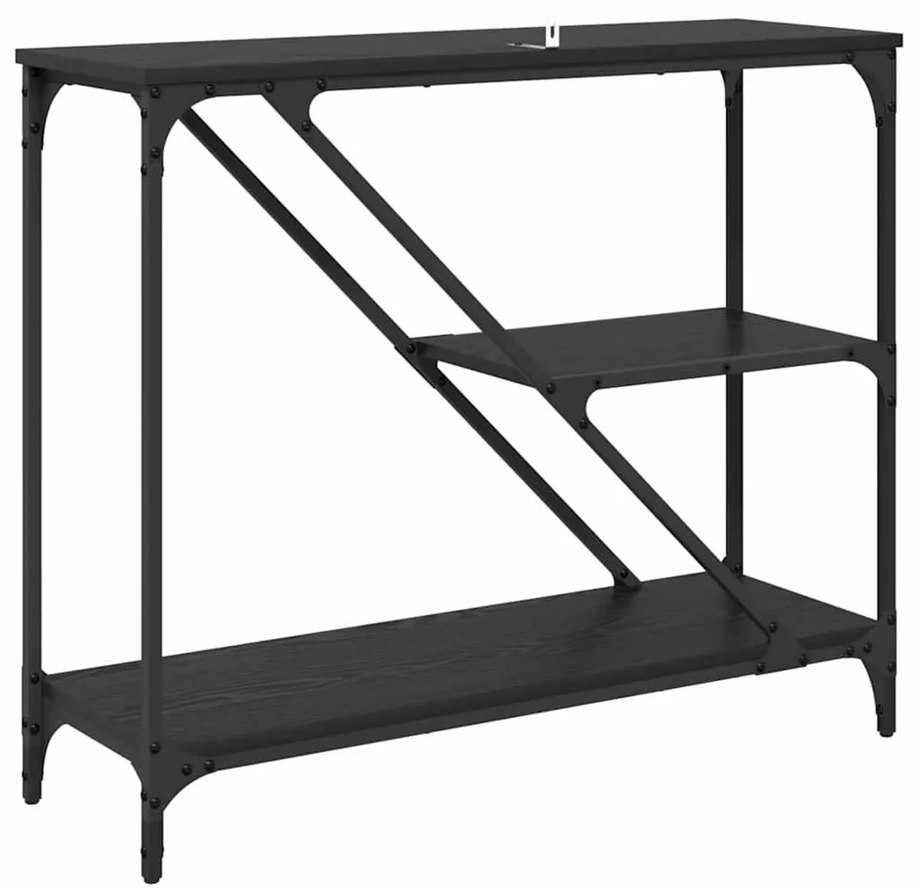 vidaXL Konzolasztal Fekete tölgy 88,5 x 30 x 75 cm Faanyag