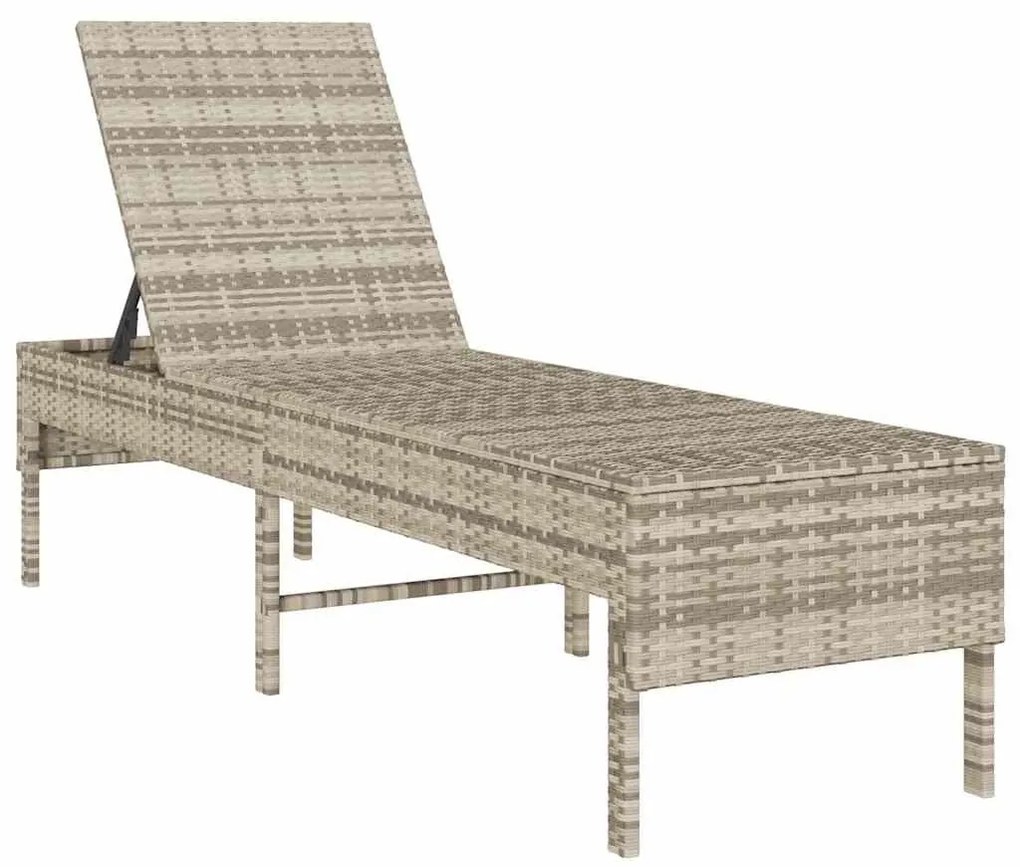 világosszürke polyrattan napozóágy párnával 55x200x44 cm