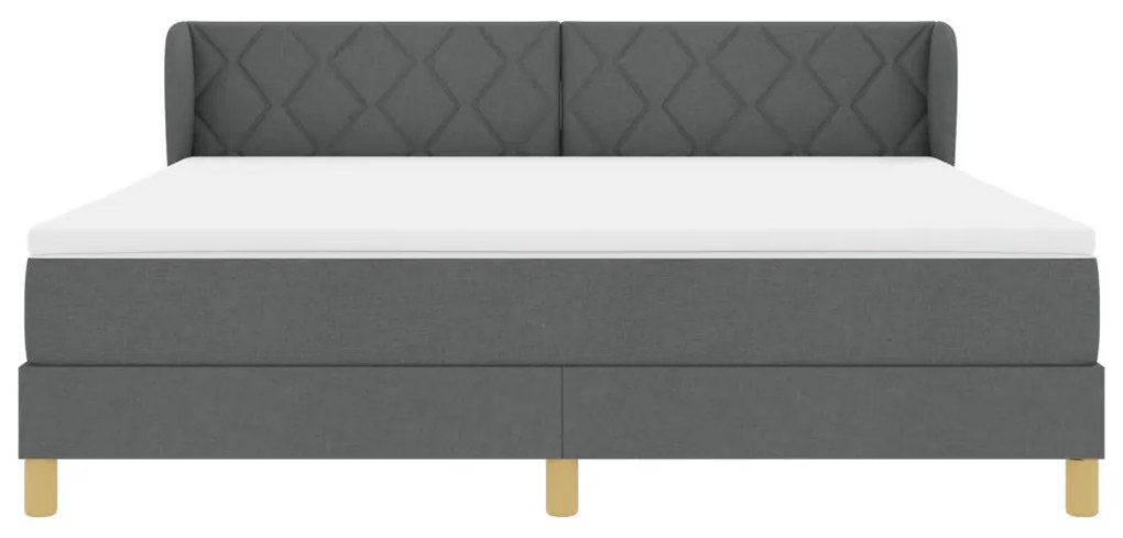 Boxspring Ágy Matraccal - Sötétszürke, 180x200 cm, Szövet