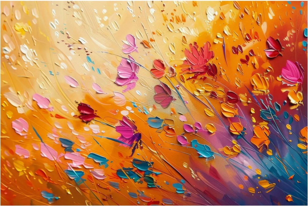 Kép - Színes virágok festése (90x60 cm)