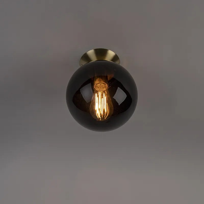 Art Deco mennyezeti lámpa sárgarézzel és fekete üveggel - Pallon