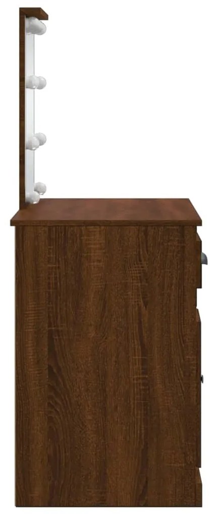 világosbarna tölgy fésülködőasztal LED-lámpákkal 90x42x132,5 cm