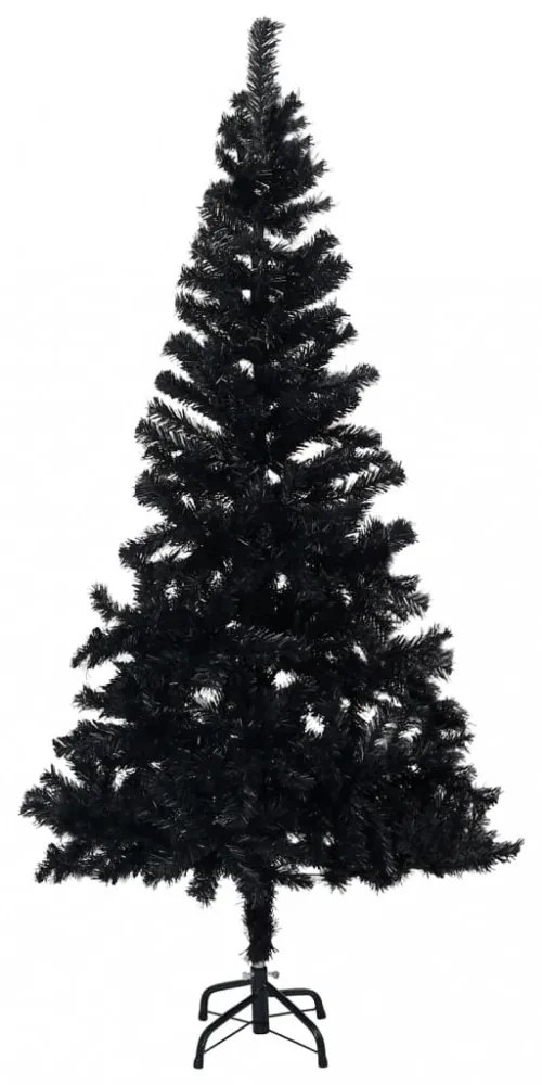 fekete PVC megvilágított műkarácsonyfa gömb szettel 120 cm