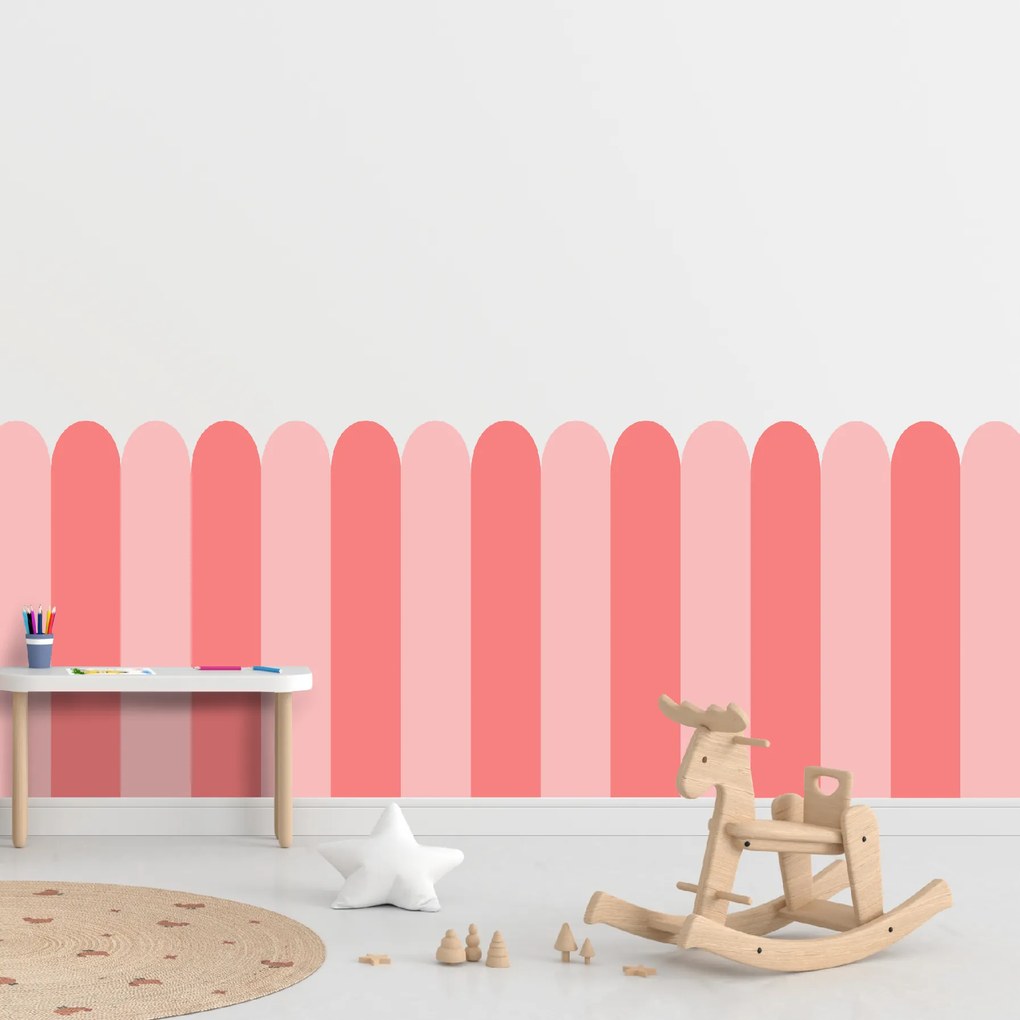 PIPPER. Textil öntapadó tapéta - Boltív - Rózsaszín szín Méret: 100cm, Szín: Sápadt