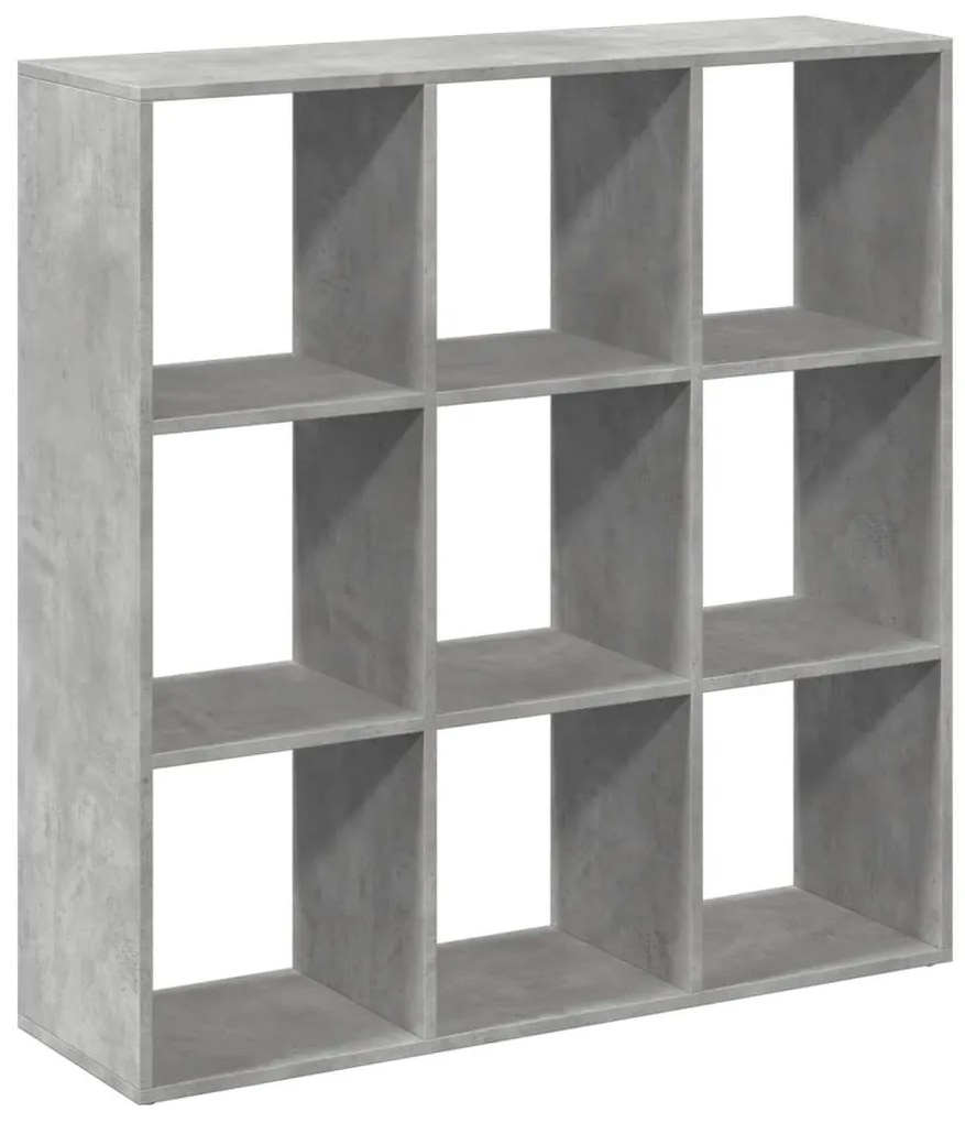 betonszürke szerelt fa elválasztó könyvespolc 102x29x103,5 cm