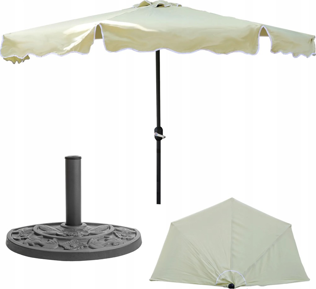 Falra szerelhető napernyő Ø 270 cm H 235 cm Bézs+Félkör alakú alap