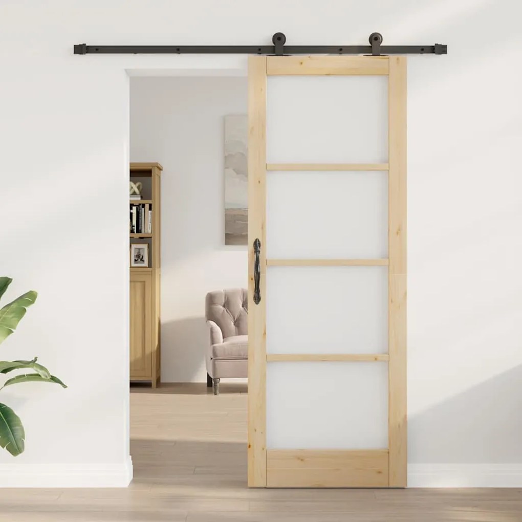Csúszóajtó ORKDAL Barna 78 x 211 cm Fa és fém