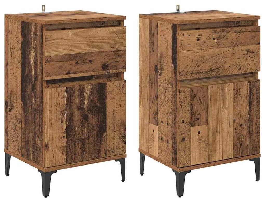 Éjjeliszekrény fiókkal 2 pcs Régi fa 40 x 35 x 70 cm Faanyag