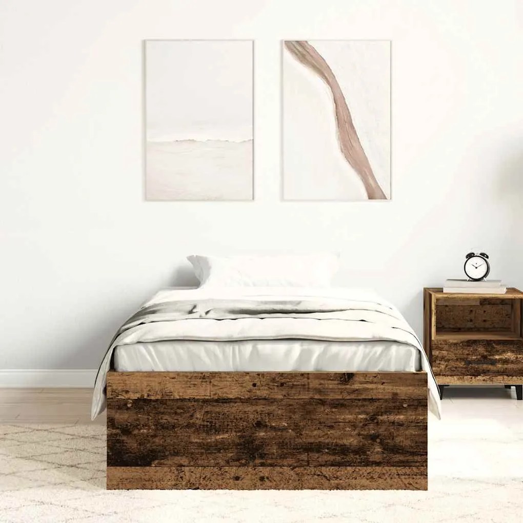 antik fa szerelt fa ágykeret matrac nélkül 100x200 cm