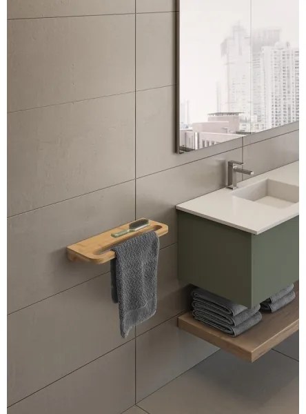 Gedy - Fali polc törölközőtartóval HIMALAYA 14,5x40 cm bambusz