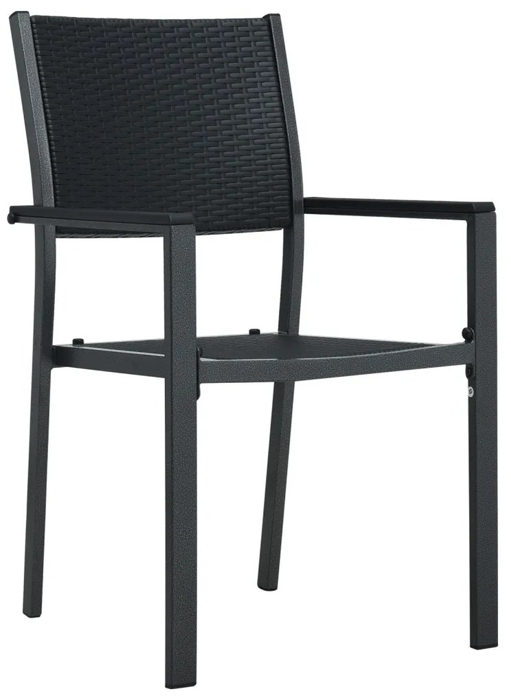 7 részes kerti étkező szett fekete poly rattan