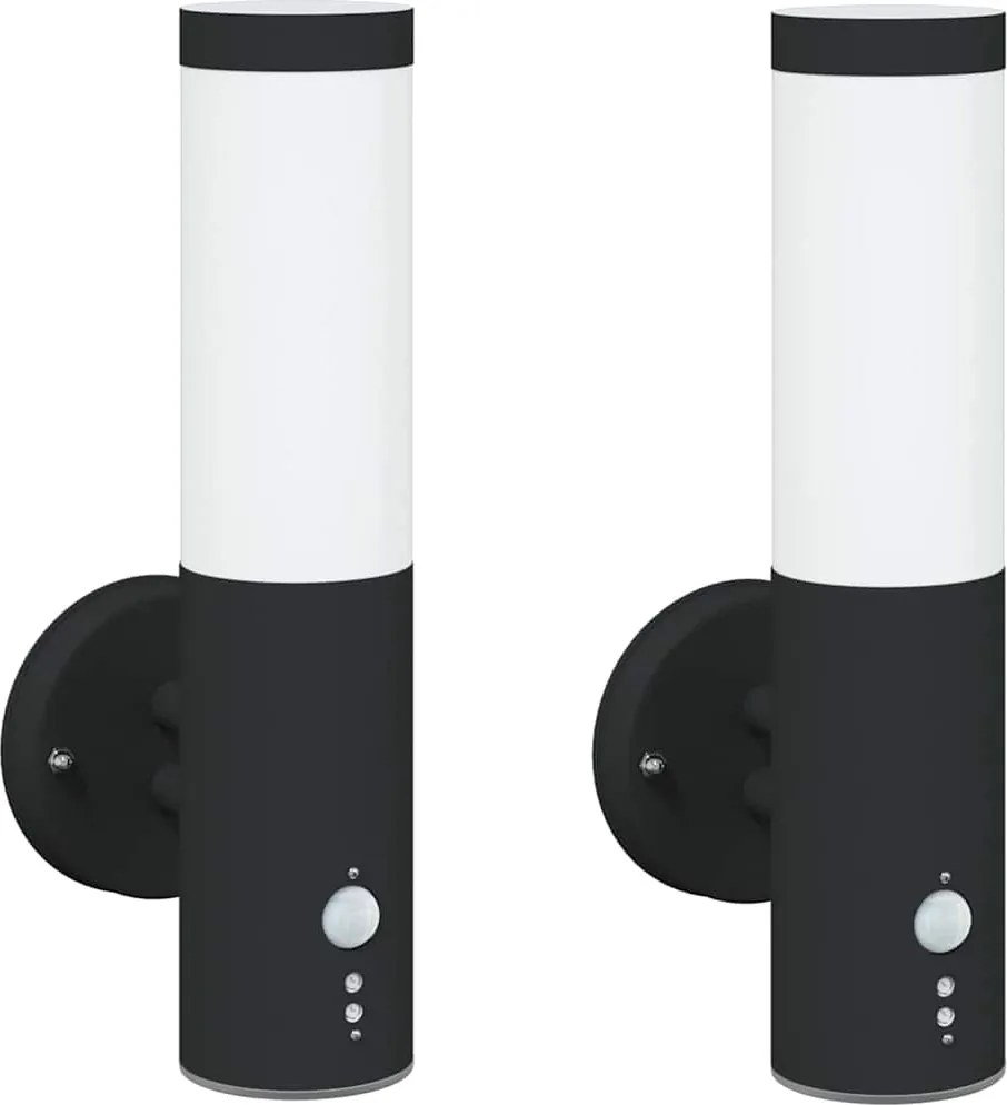 vidaXL Kültéri Fali Lámpa 2 pcs Fekete 15 x 7,5 x 33 cm