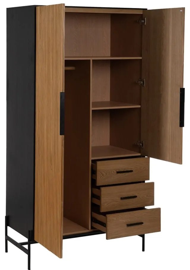 Natúr színű ruhásszekrény kőrisfa dekorral 104x203 cm – Ixia