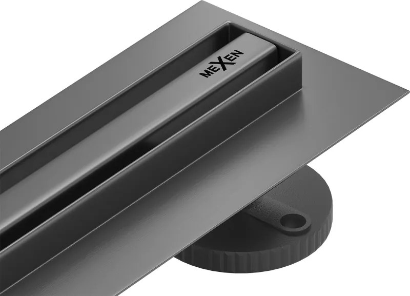 Mexen Flat 360° Slim 360 fokos forgatható, 150 cm-es vonalmenti lefolyó, gun gray kefe - 1E41150