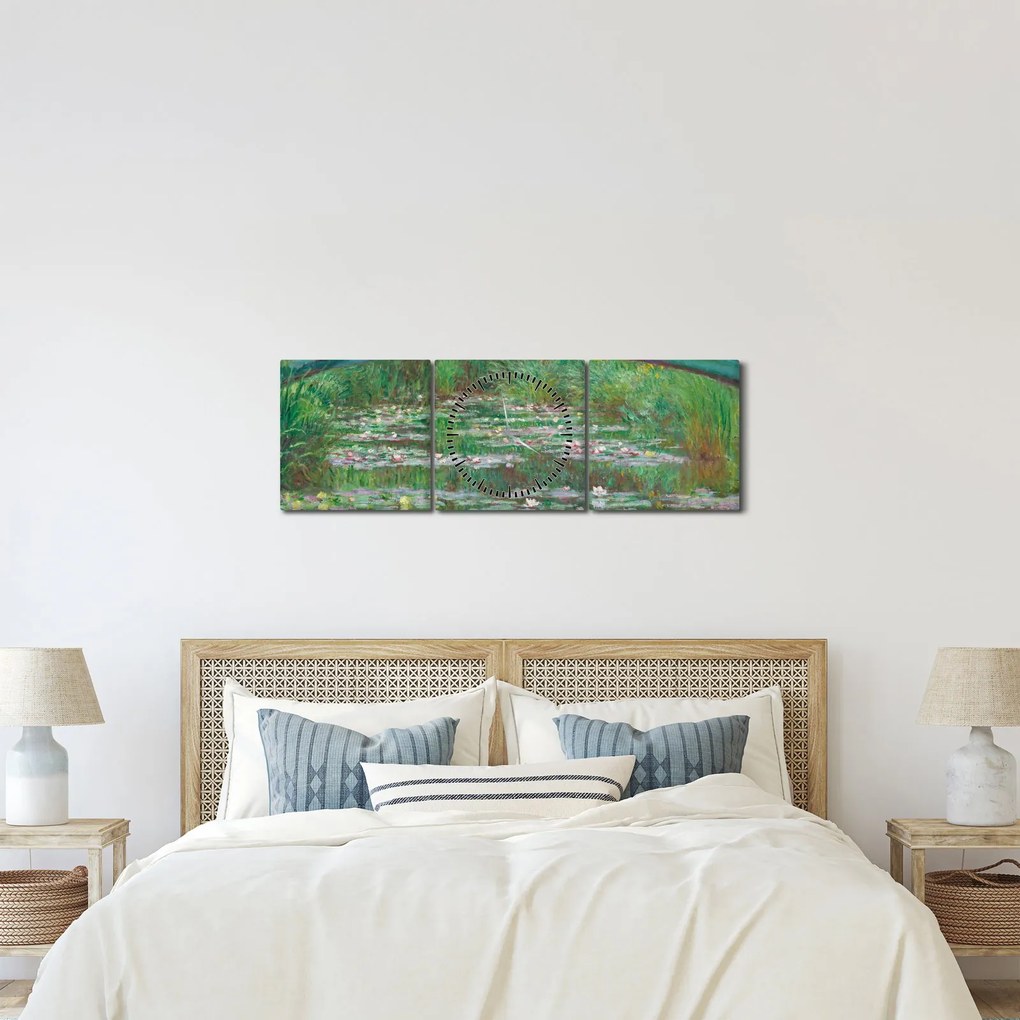 Kép - Claude Monet, The Japanese Footbridge, reprodukciók (órával) (90x30 cm)