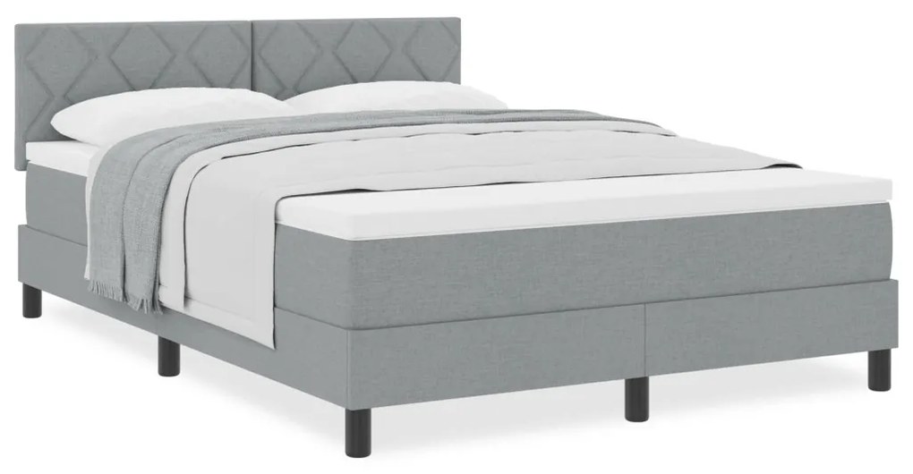 Boxspring Ágy Mattal Világosszürke 140x200 cm Szövet
