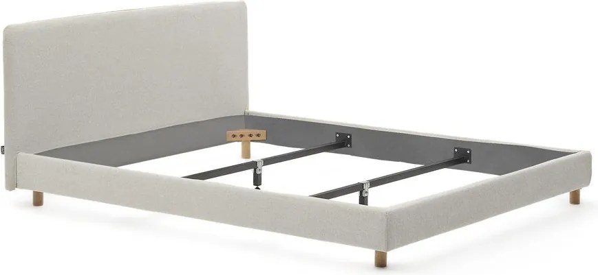 Szürke kárpitozott franciaágy ágyrács nélkül 160x200 cm Valma – Kave Home