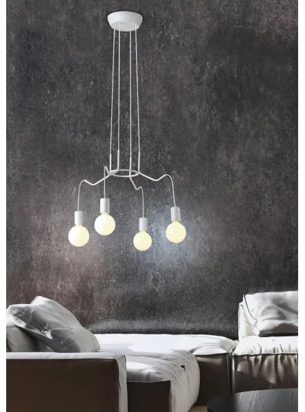 Csillár zsinóron BASSO 4xE27/40W/230V fehér