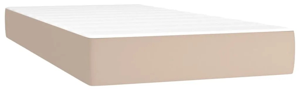cappuccino színű műbőr rugós ágy matraccal és LED-del 90x190 cm