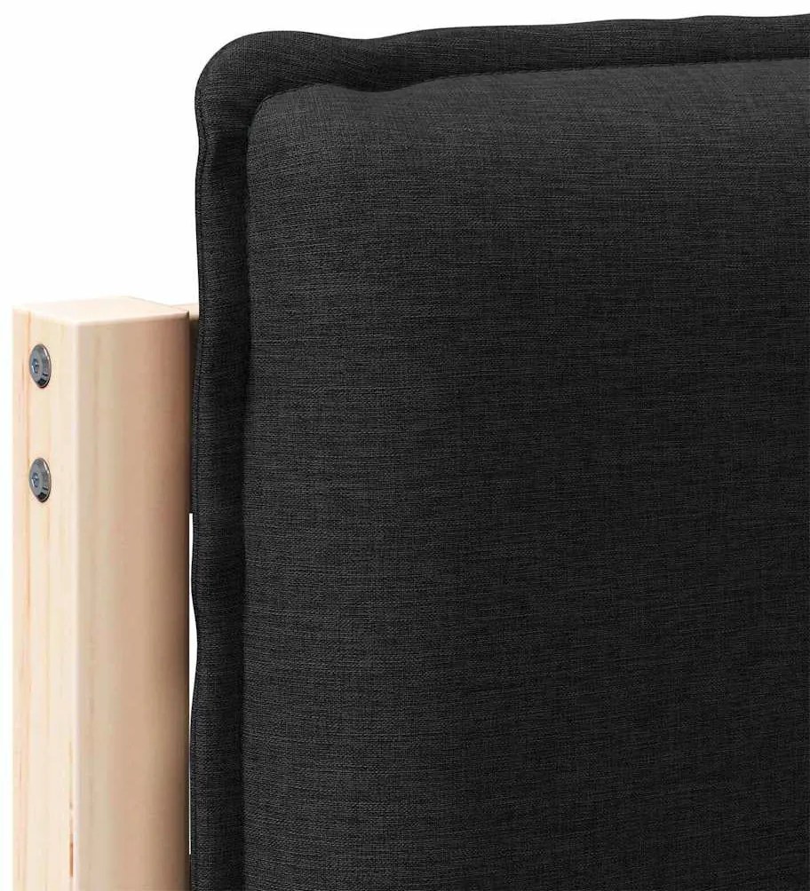 Kárpitozott fejtámla Természetes és fekete 150 cm Tömör fenyőfa