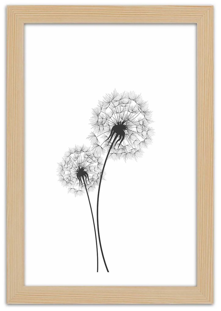 Gario Poszter Rajzolt két pitypang A keret színe: Természetes, Méret: 40 x 60 cm