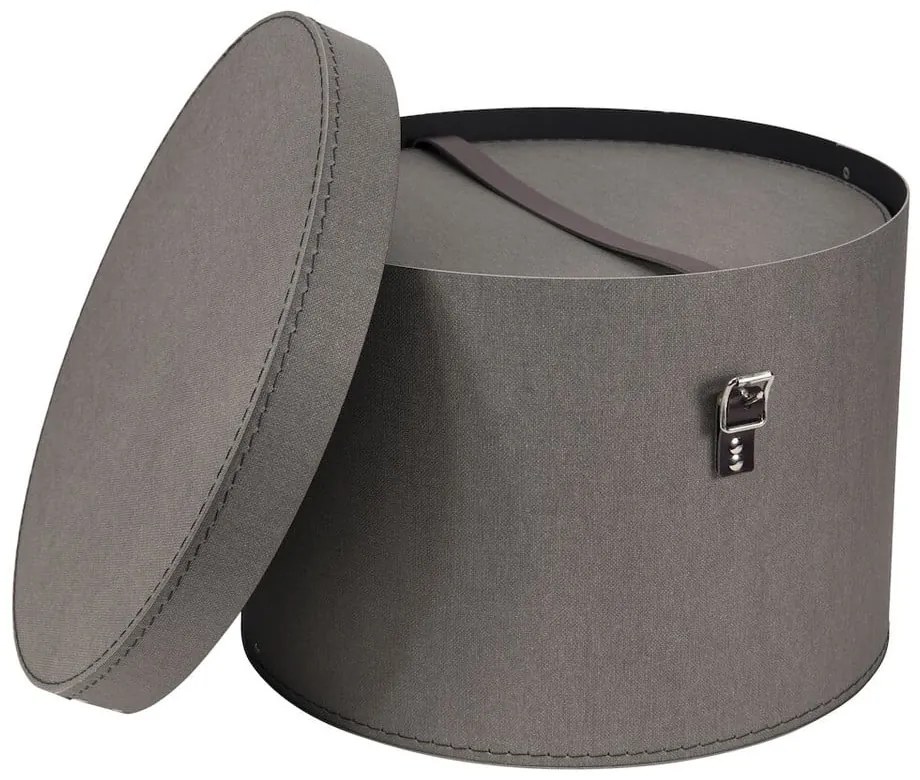 Szürke fedeles karton tárolódoboz szett 2 db-os ø 37,5x25,5 cm Rut Canvas Paper Laminate – Bigso