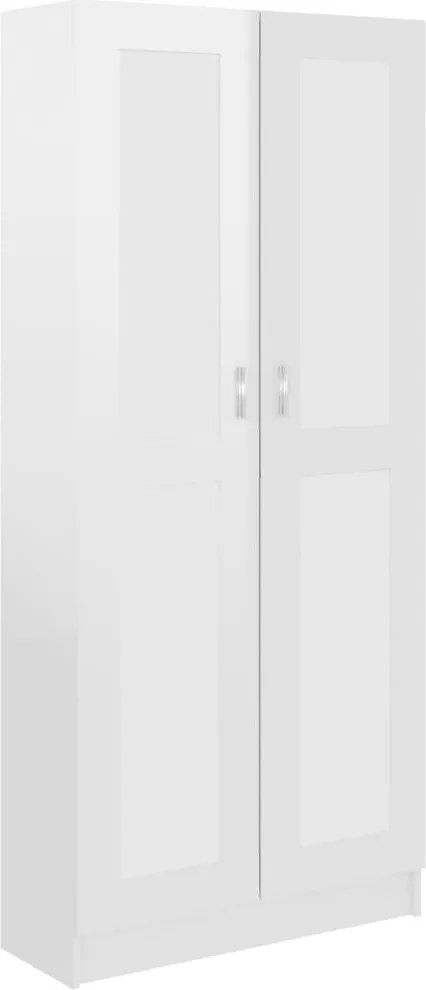 vidaXL magasfényű fehér szerelt fa könyvszekrény 82,5x30,5x185,5 cm