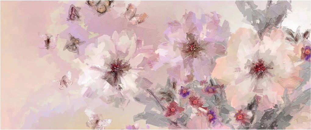 Kép - Művészeti kollázs pillangókkal (120x50 cm)