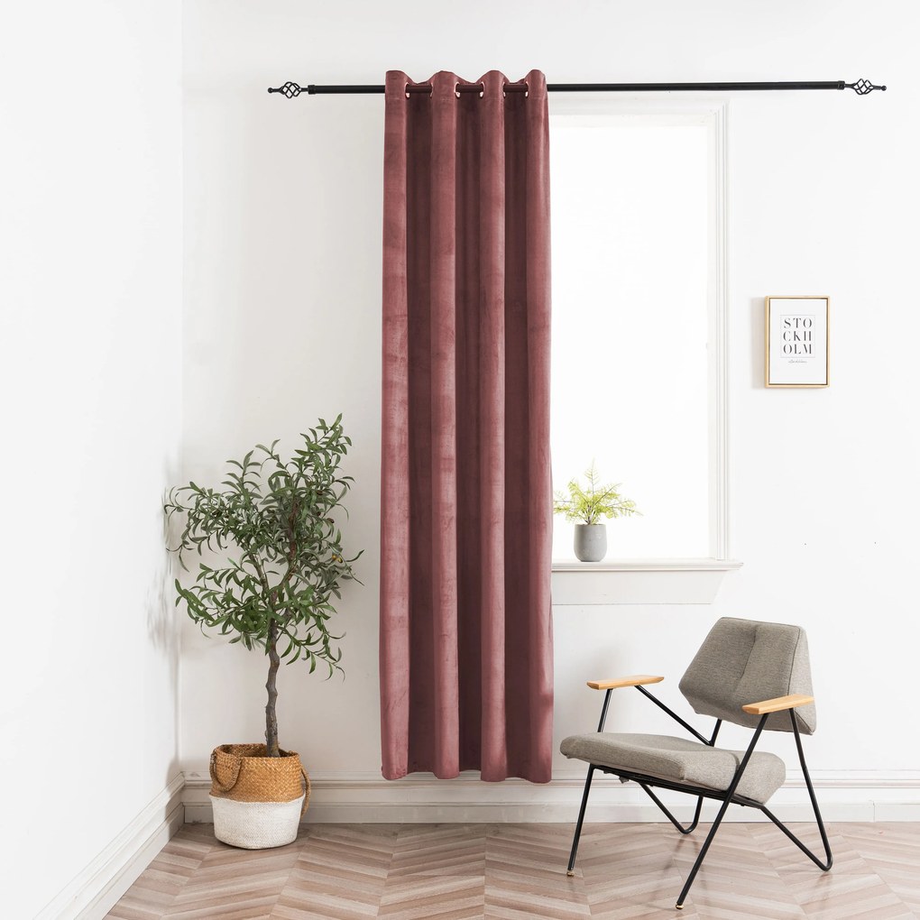 Sötétítő függöny ELVIO VELVET 140x250 cm, antik rózsaszín Felfüggesztés: Fém gyűrűk