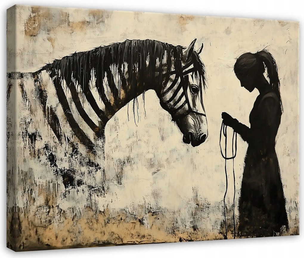 Vászonkép Absztrakt Banksy Bézs Zebra A Nappali Hálószobájába 60x40