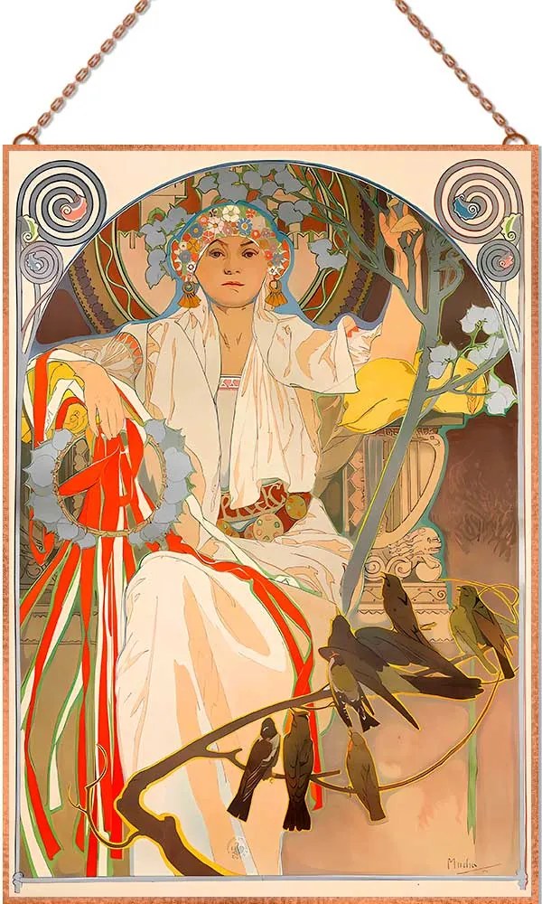 Alfons Mucha - Tavaszi fesztivál üvegkép, falikép