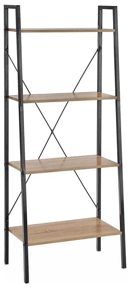 Könyvespolc NARVIK 148x60 cm fekete/tölgy sonoma