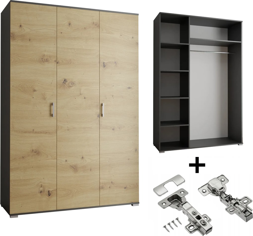 Akciós Szekrény 3-D 120 x 192 x 51 cm Fekete Artisan Csendes Ház