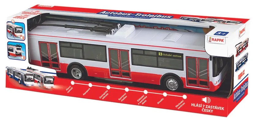 Rappa trolibusz hanggal és fénnyel, 28 cm