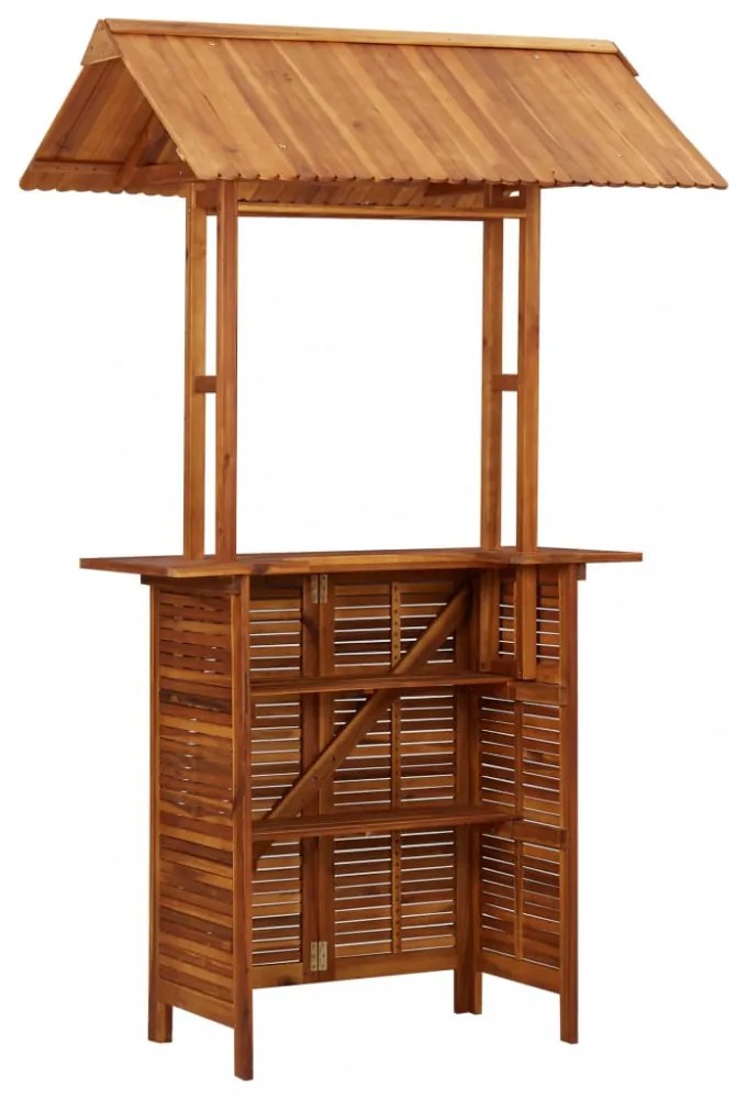 tömör akácfa kültéri bárasztal tetővel 113x106x217 cm
