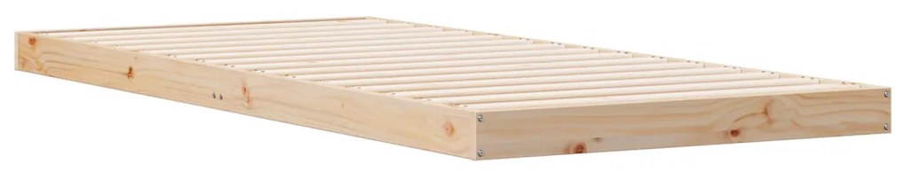 Ágykeret Fehér 90x220 cm Tömör Fenyő