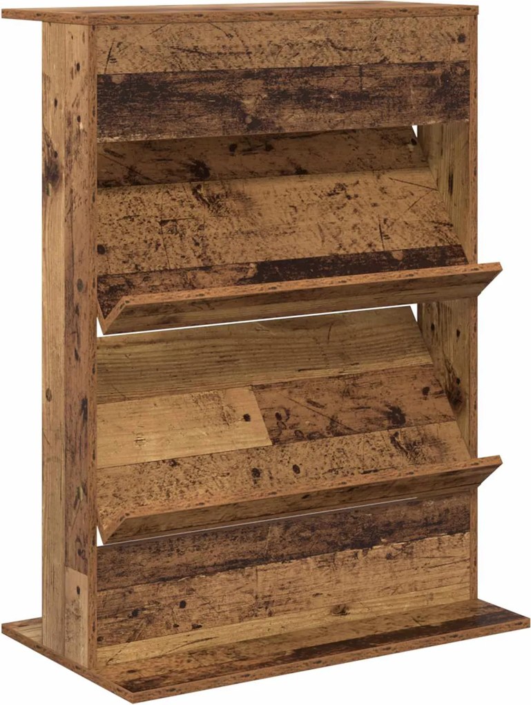 vidaXL Magazin állvány polcokkal Öreg fa 70 x 41 x 96 cm Faanyag