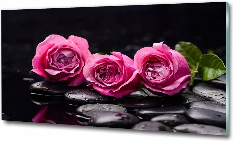 Fotó vászonkép edzett üveg Rózsaszín rózsák 120x60