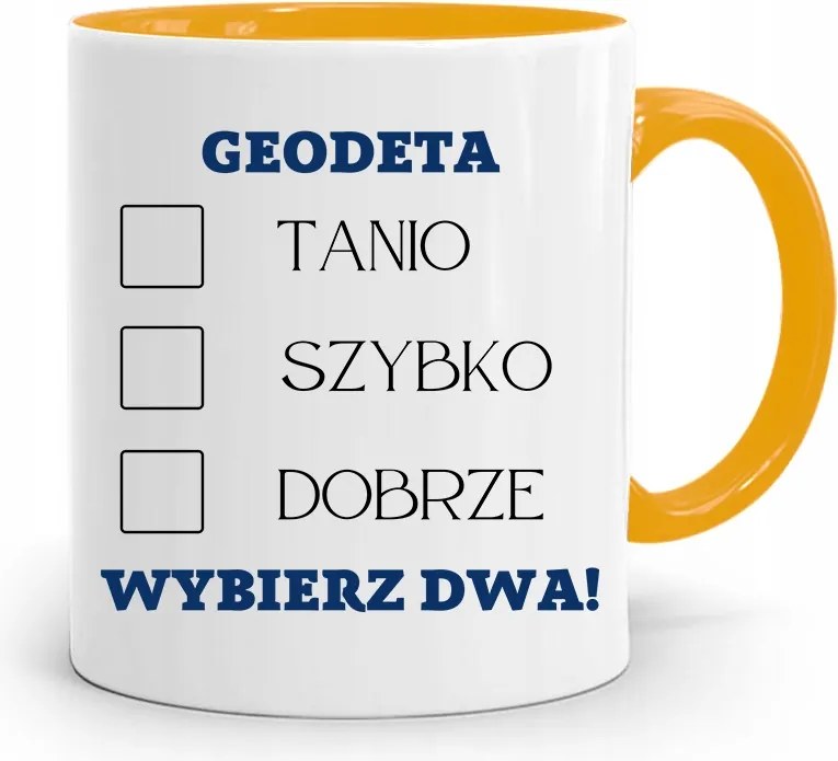 Sárga Bögre Földmérőknek Válassz Kettőt! fényképes nyomattal